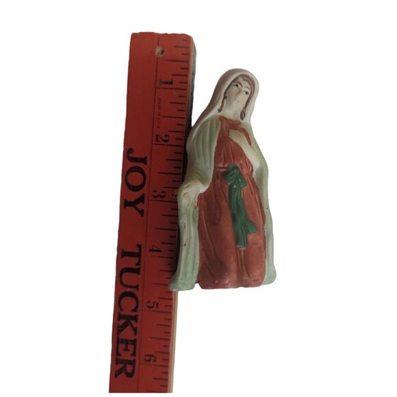 Hand-Painted Mary Figurine Vintage Ceramic Nativity Scene Religious Christmas - Picture 7 of 11